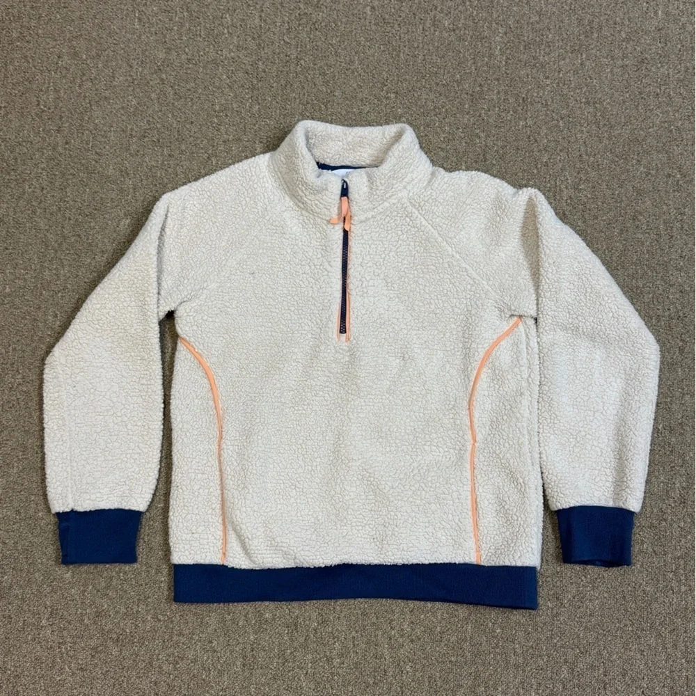 Athleta Girl: Girls So Sung Sherpa 1/2 Zip Pullover, Ivory / Navy, Size XL (14)